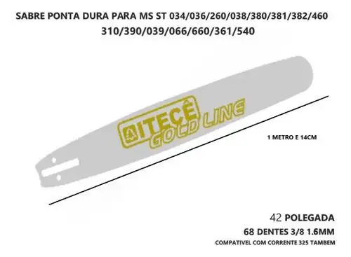 SAIBRE MOTOSSERRA 42 POL 115CM 68D 1.6 ST 066 660 361 460 