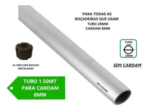 TUBO 28MM PARA ROÇADEIRA EIXO CARDAN 9 ESTRIAS