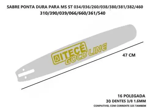 SABRE CORRENTE COROA 16 POL 41CM 30D ST 034 036 360 361 038