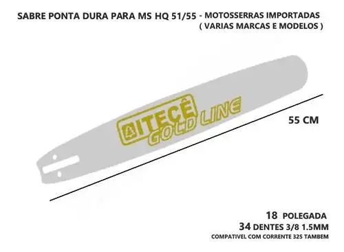 SABRE CORRENTE COROA P.D 18 POL 45CM 34D 45 52 55 CC