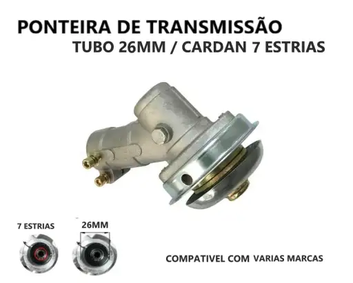TRANSMISSÃO PONTEIRA ROÇADEIRA TUBO 26MM EIXO 7 ESTRIAS