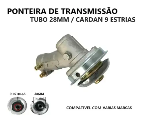 TRANSMISSÃO PONTEIRA ROÇADEIRA TUBO 28MM EIXO 9 ESTRIAS
