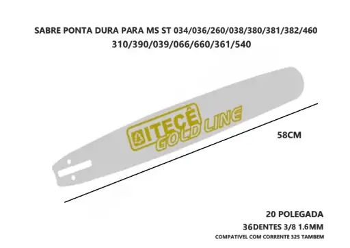 SAIBRE MOTOSSERRA 20 POL 50CM 36D 1.6 ST 034 038 380 390 360