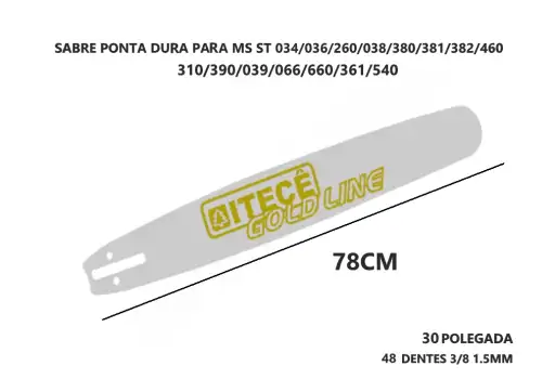 SABRE MOTOSSERRA 30 POL 78CM 48D 1.6 ST 034 038 380 390 360