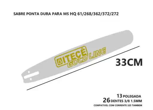 SABRE CORRENTE COROA P.D 13 POL 33CM 26D HQ 61 268 272 